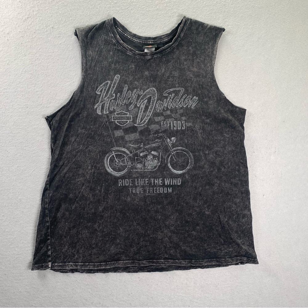 Harley-Davidson Tank Top Mens XL Acid Wash  Jackson Hole Wyoming Sleeveless